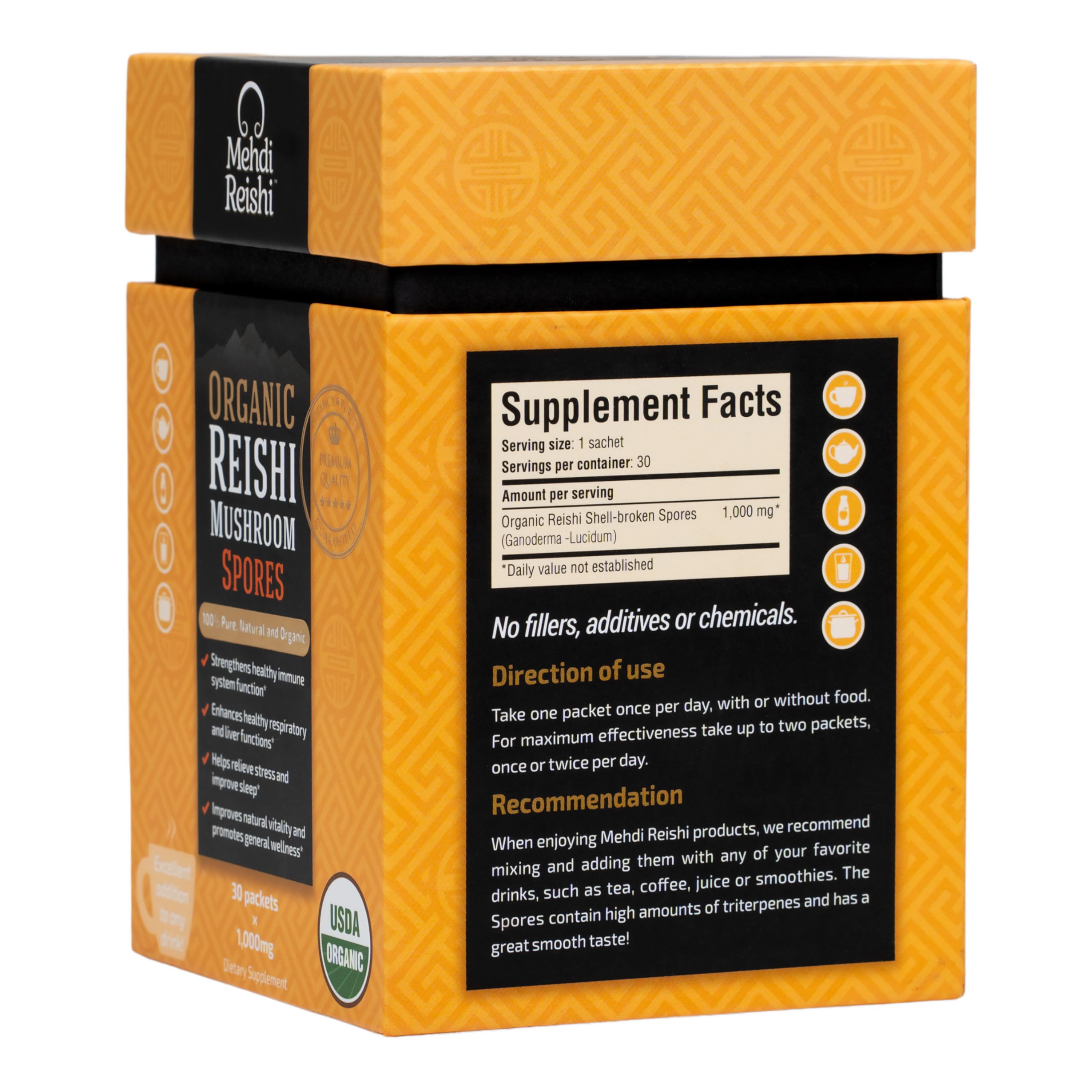 Mehdi Reishi spore powder with scoop for convenient daily measurement