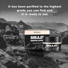 Meideal Shilajit resin ready for mixing into tea or warm water for routine use