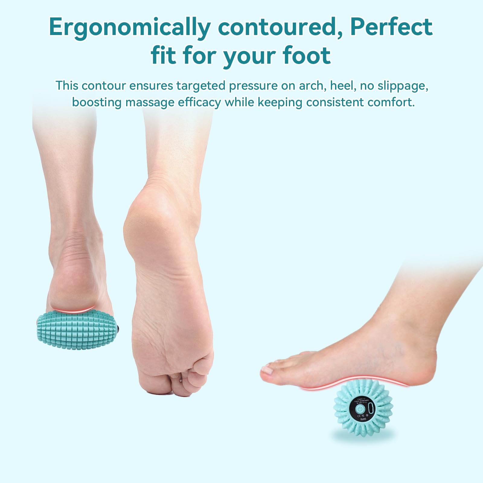 Meifuly foot arch relief using the massage ball for arch comfort.