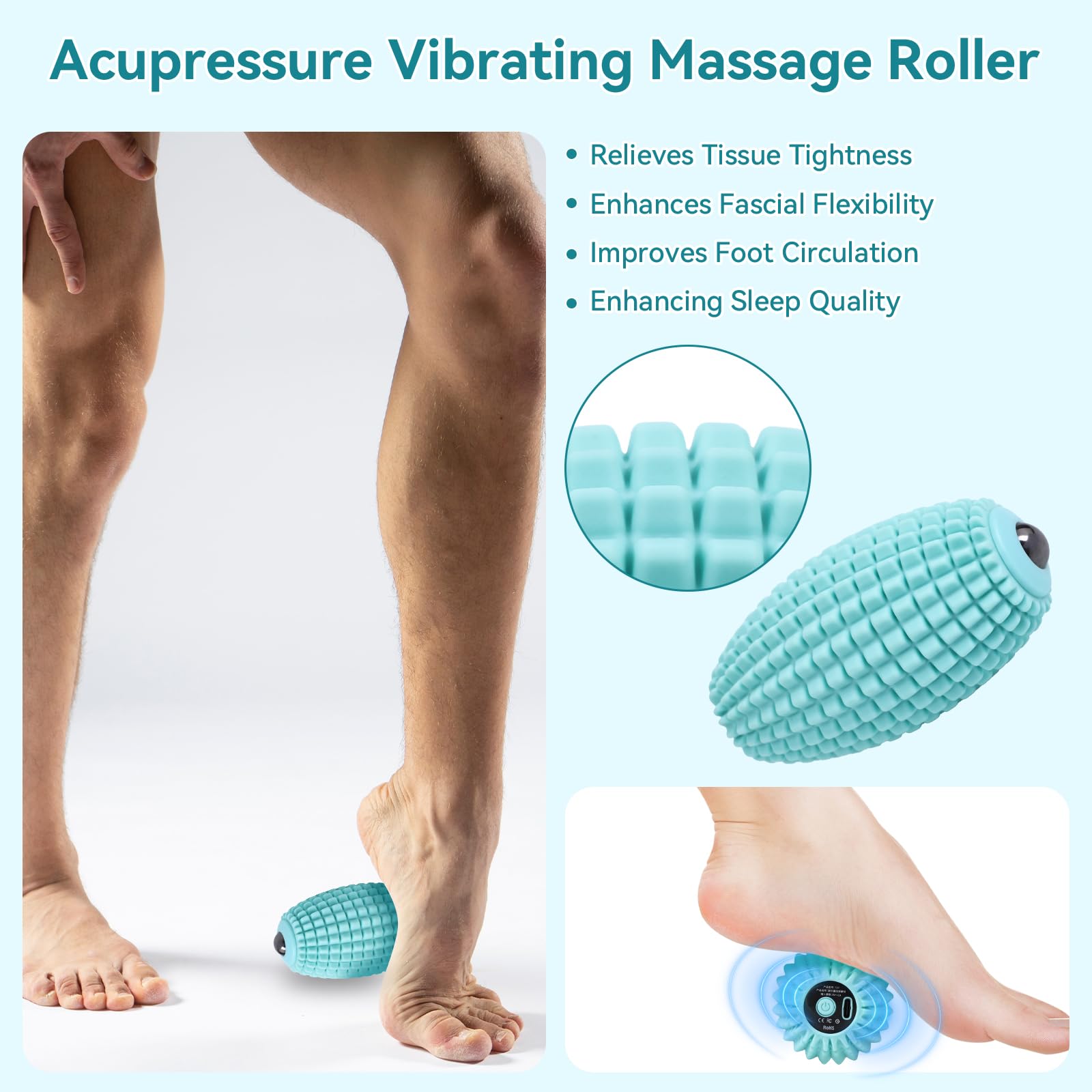 Meifuly portable rechargeable massage ball fits in a bag for gym or office use.