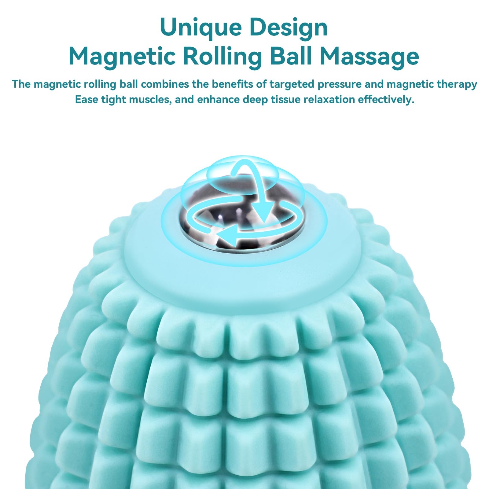Meifuly massage ball shows three vibration modes for customizable deep-tissue relief.