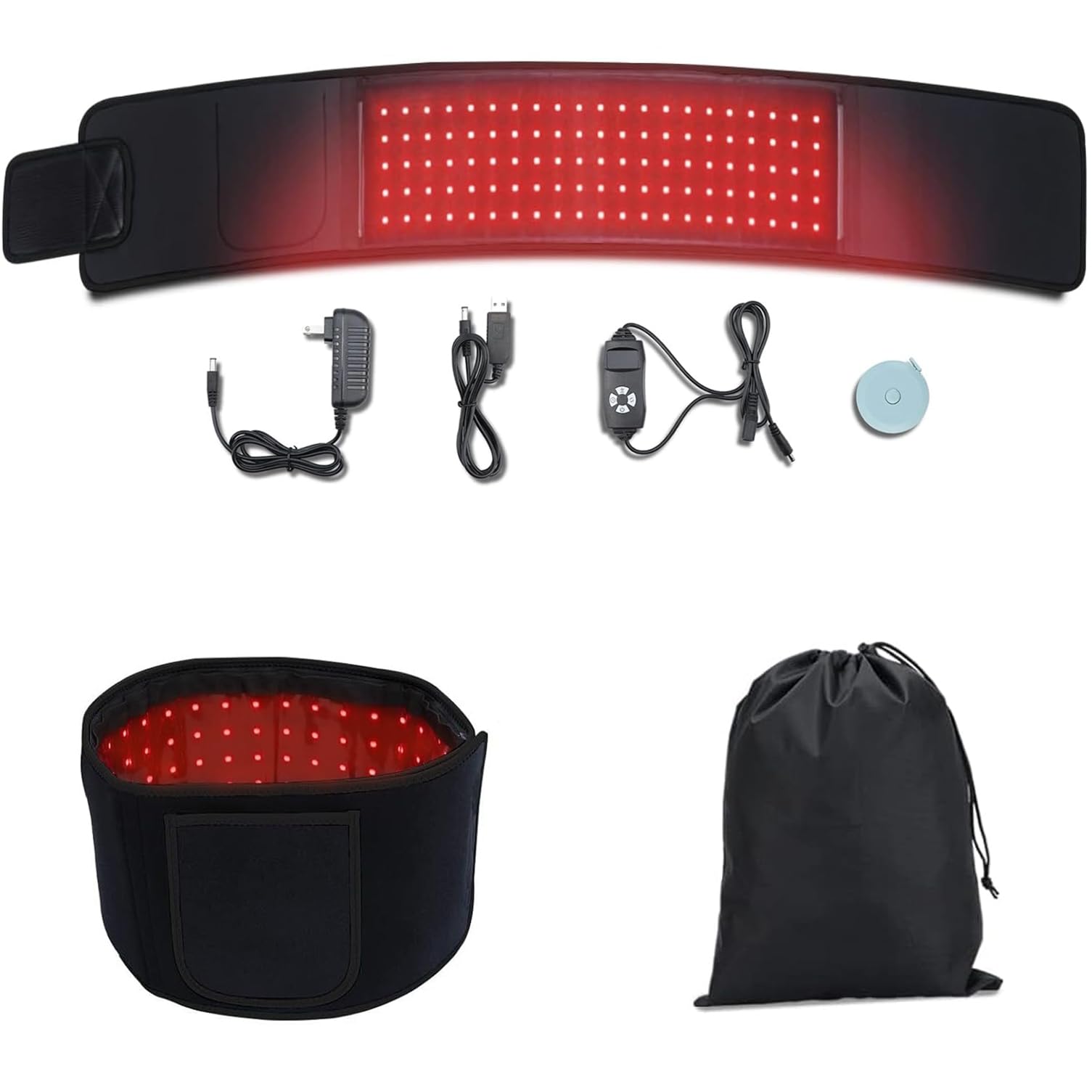 Meiye red light therapy belt full-length view showing coverage for multiple body areas.