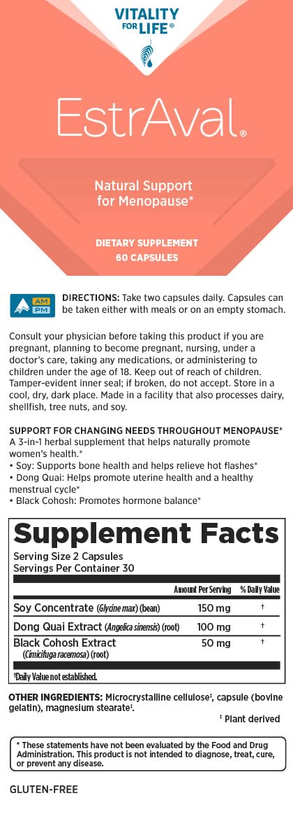 Melaleuca EstrAval capsules close-up suggesting menopausal support and natural relief.