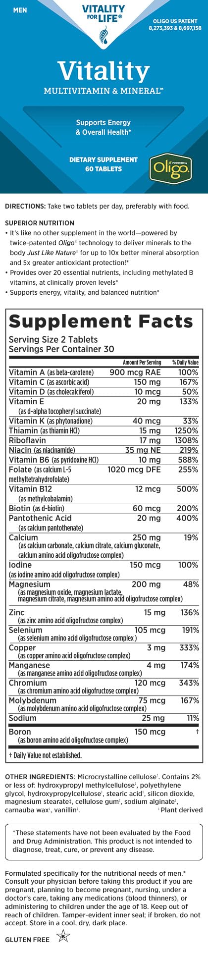 Melaleuca Vitality Men tablets close-up highlighting absorption and daily health support