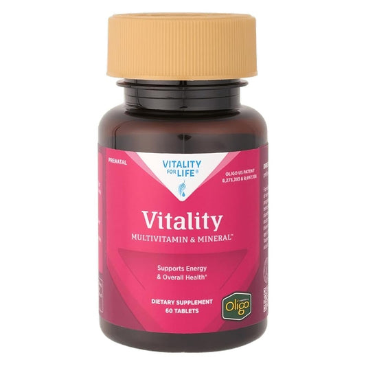 Melaleuca Vitality Prenatal Multivitamin bottle for daily nutrition support.