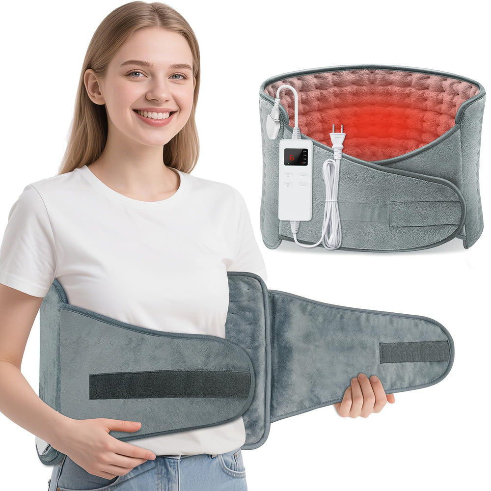 MELCAM heating pad front view demonstrates broad coverage for back and abdomen relief.