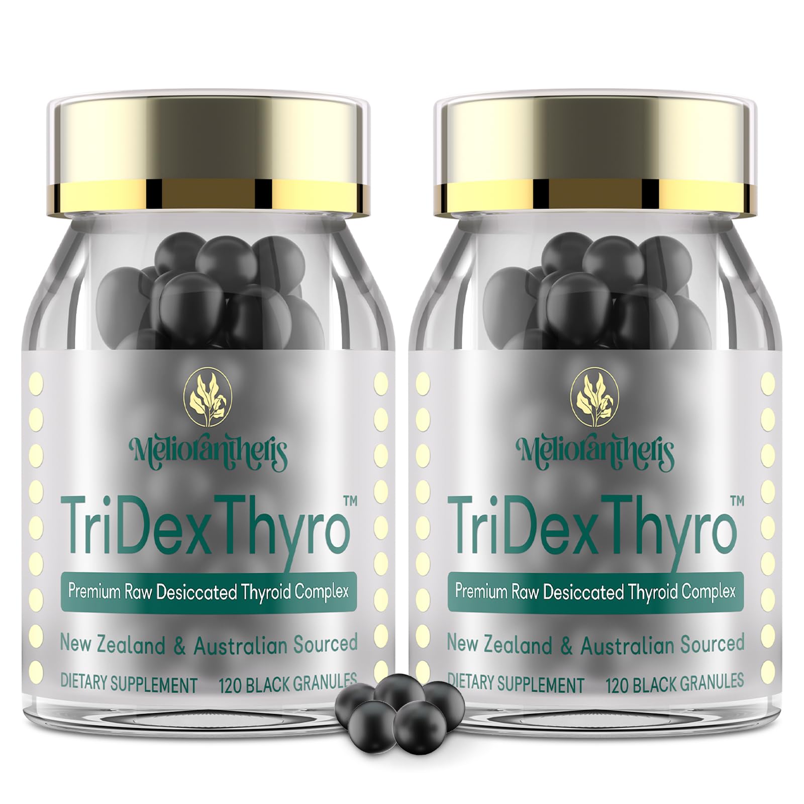 Meliorantheris TriDexThyro bottle cap close-up supporting daily energy.