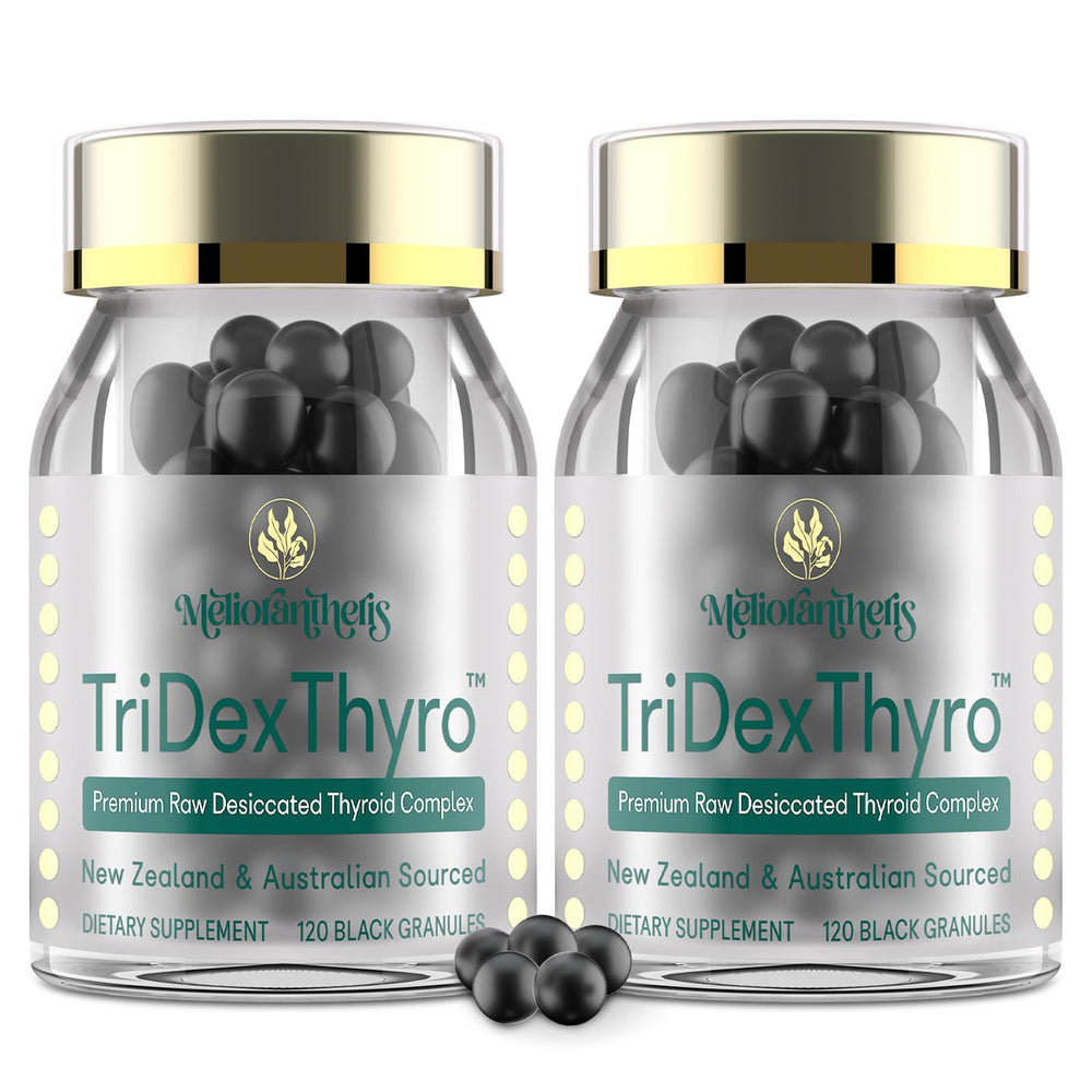 Meliorantheris TriDexThyro bottle cap close-up supporting daily energy.