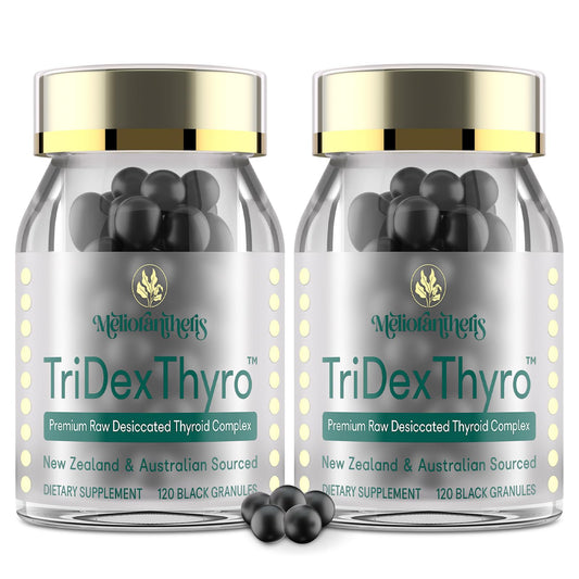 Meliorantheris TriDexThyro bottle cap close-up supporting daily energy.