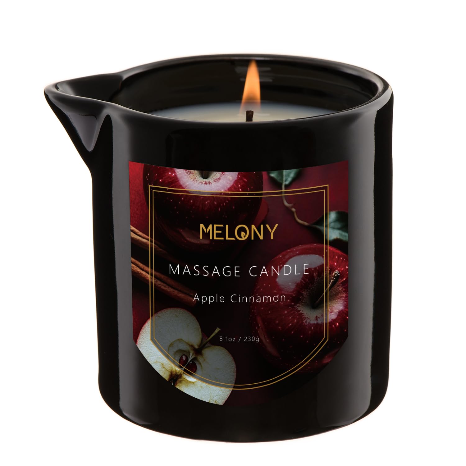 MELONY apple cinnamon front jar view showing elegant packaging and calming scent