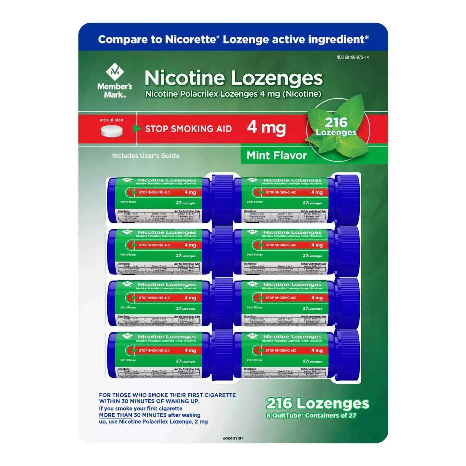 Members Mark 4 mg nicotine lozenge mint pack for on-the-go nicotine replacement