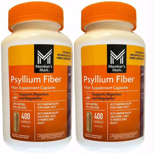 Member's Mark Fiber Capsules bottle front for daily use and regularity.