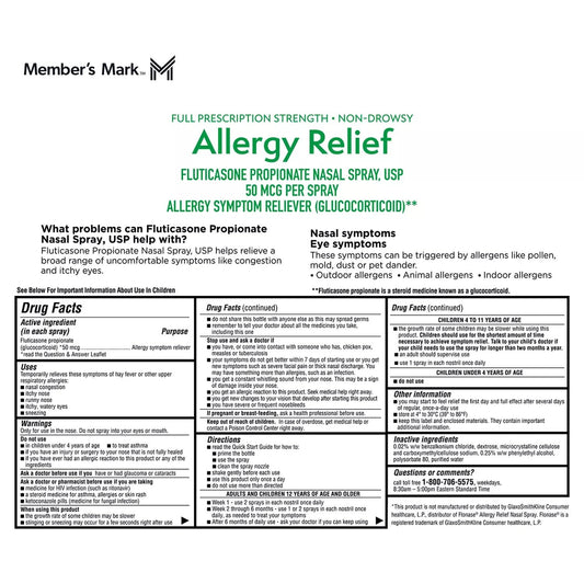 Close-up of Members Mark nasal spray mist for nasal comfort.