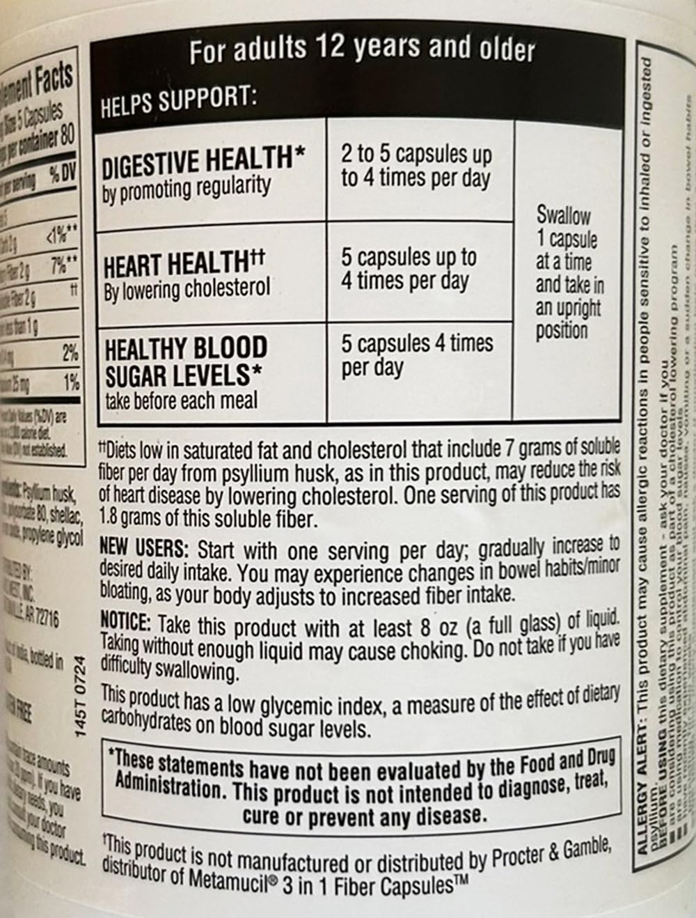 Member's Mark psyllium husk capsules closeup highlights natural fiber.
