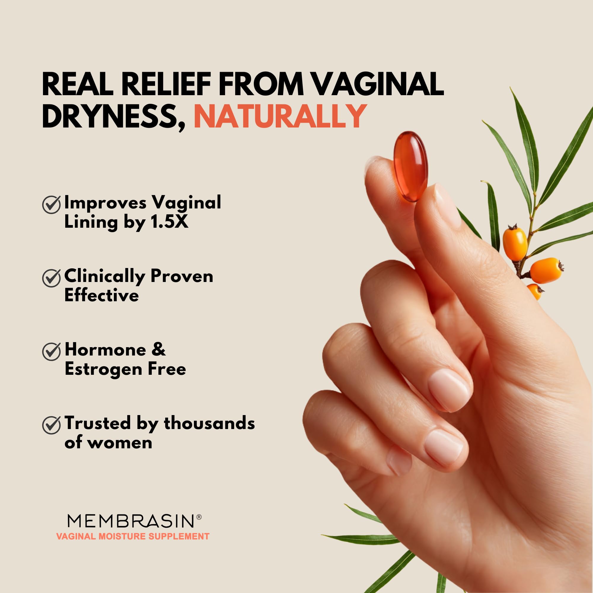 Membrasin Vitality Pearls capsules ready for easy daily use.