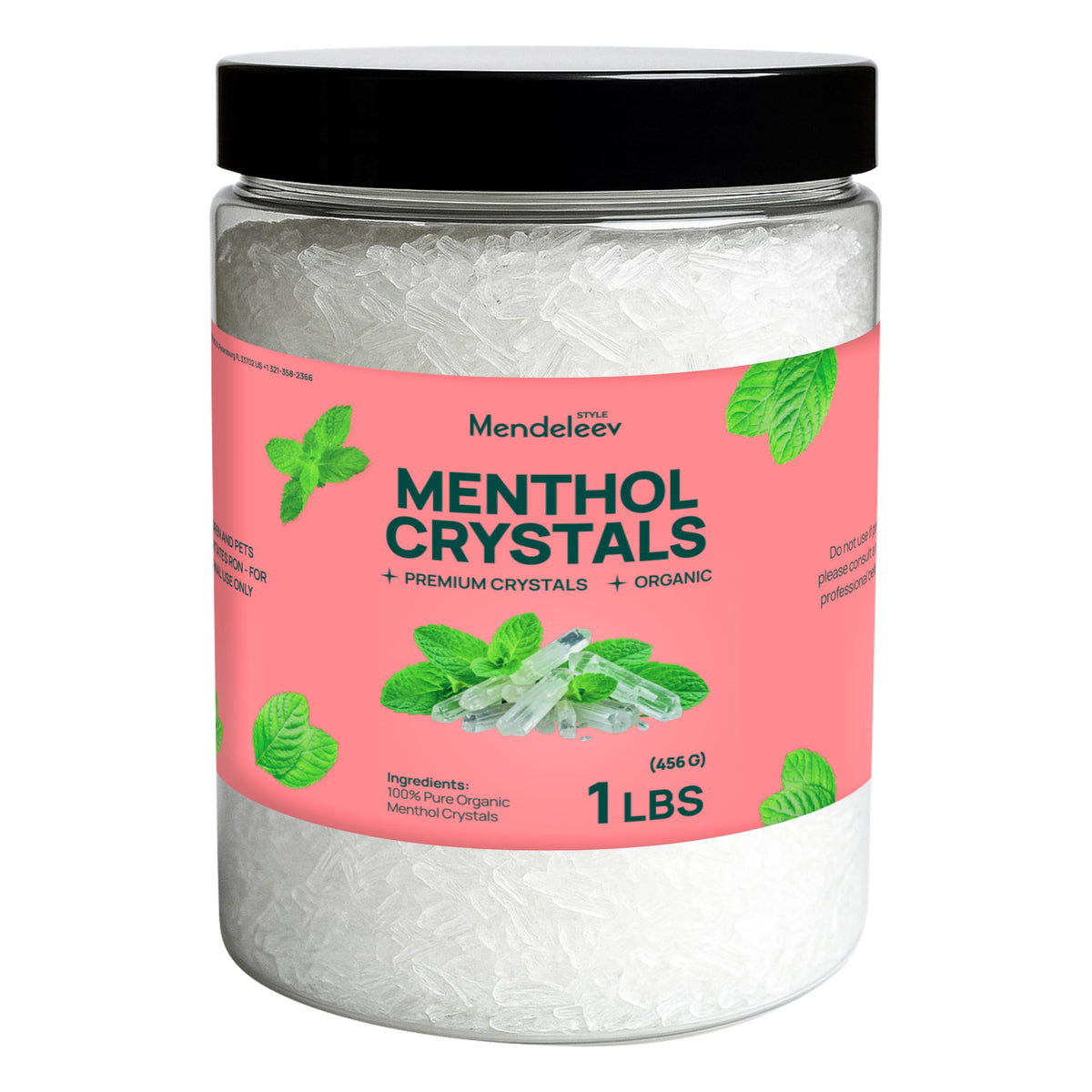 Mendeleev Style menthol crystals 1lb pack for pure cooling and spa diffusion.