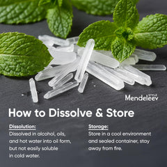 Menthol crystals for cooling gels and personal care formulations by Mendeleev Style.