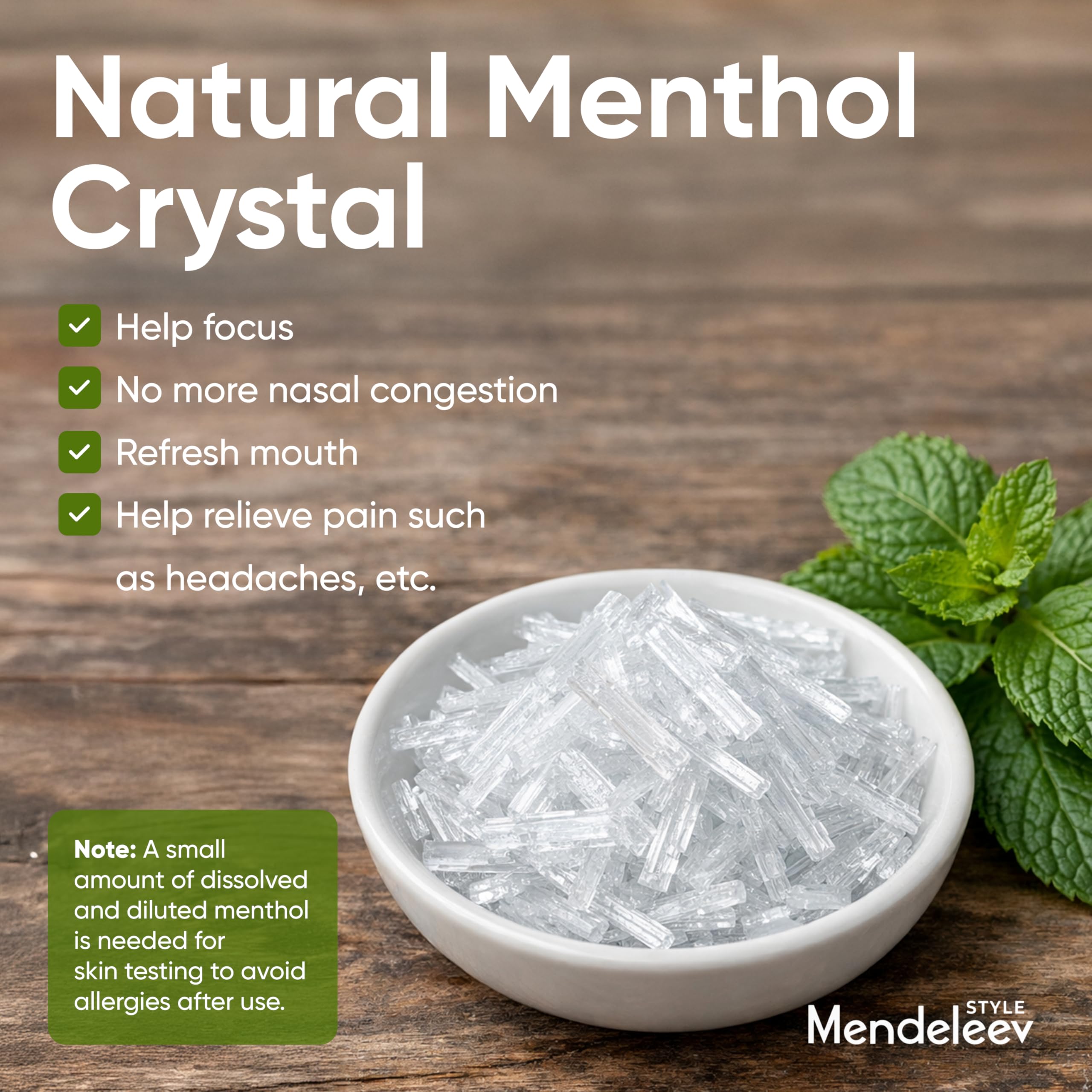 MENDELEEV STYLE Menthol Crystals used in soapmaking to enhance fragrance and feel.