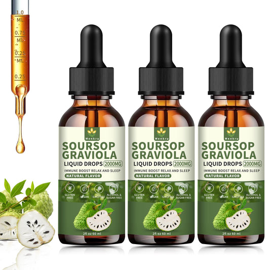 Menkru Soursop Drops bottle with 3-pack packaging for daily use