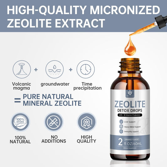 Menkru Zeolite Drops pour demonstrates easy dosing and orange flavor