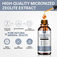 Menkru Zeolite Drops pour demonstrates easy dosing and orange flavor