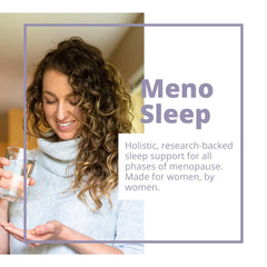 MenoSleep bottle backcard with usage guidance and allergen information.