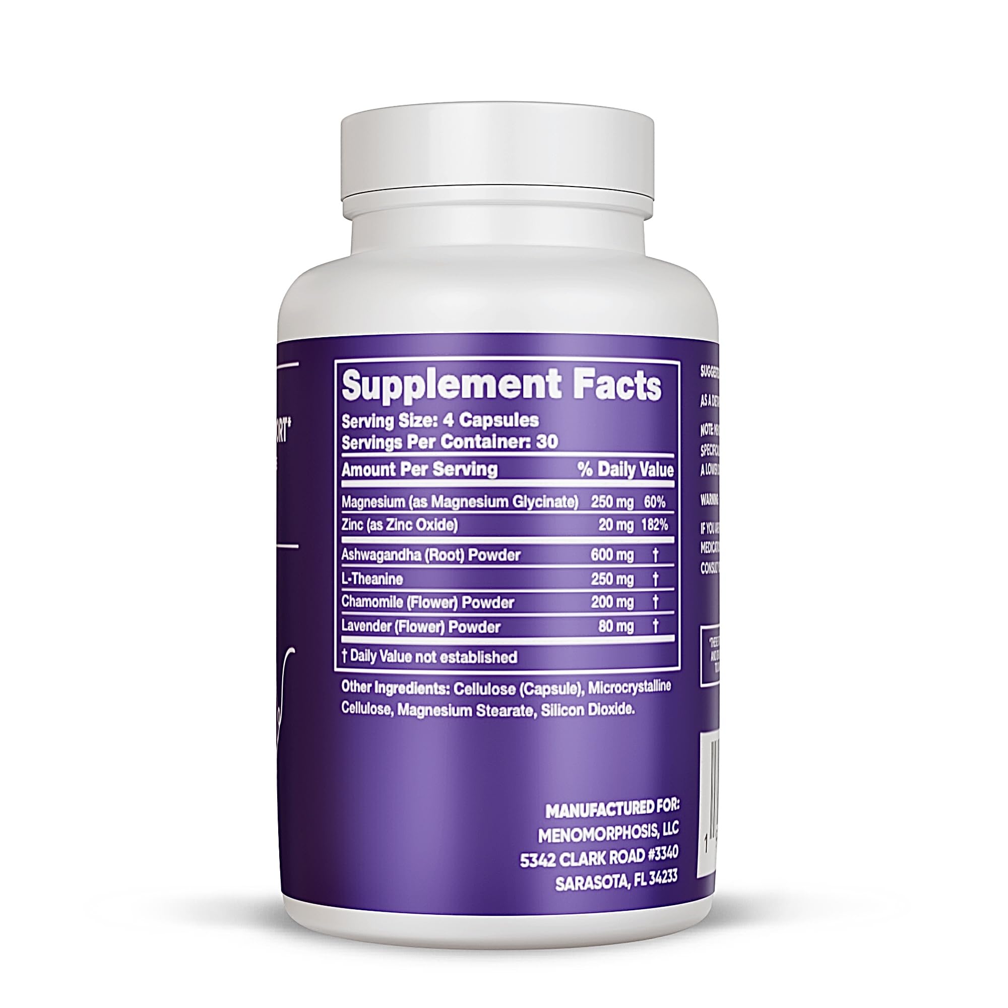 MenoSleep tablets close-up highlighting magnesium glycinate for sleep support.