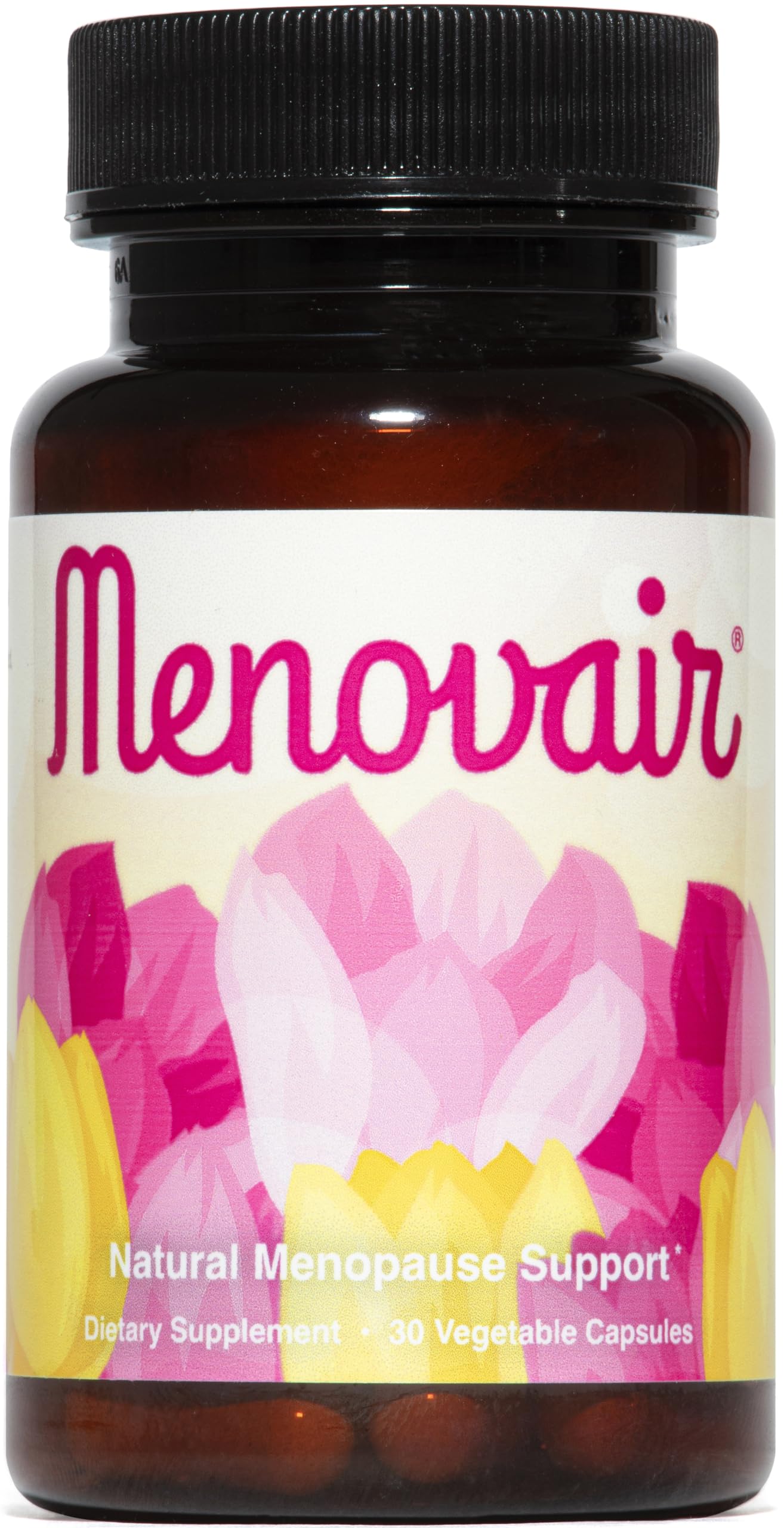 Menovair bottle front view with clean label for vegan, gluten-free support