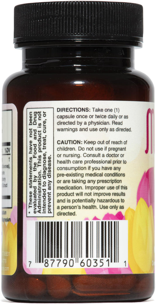 Menovair capsules close-up showing vegan capsules in non-GMO formula
