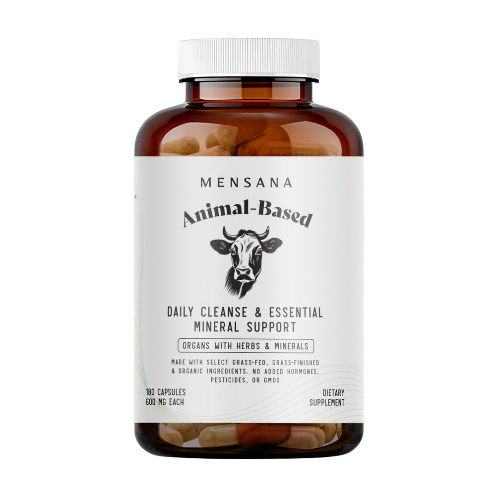 Mensana Daily Mineral Support bottle on kitchen counter for daily energy.