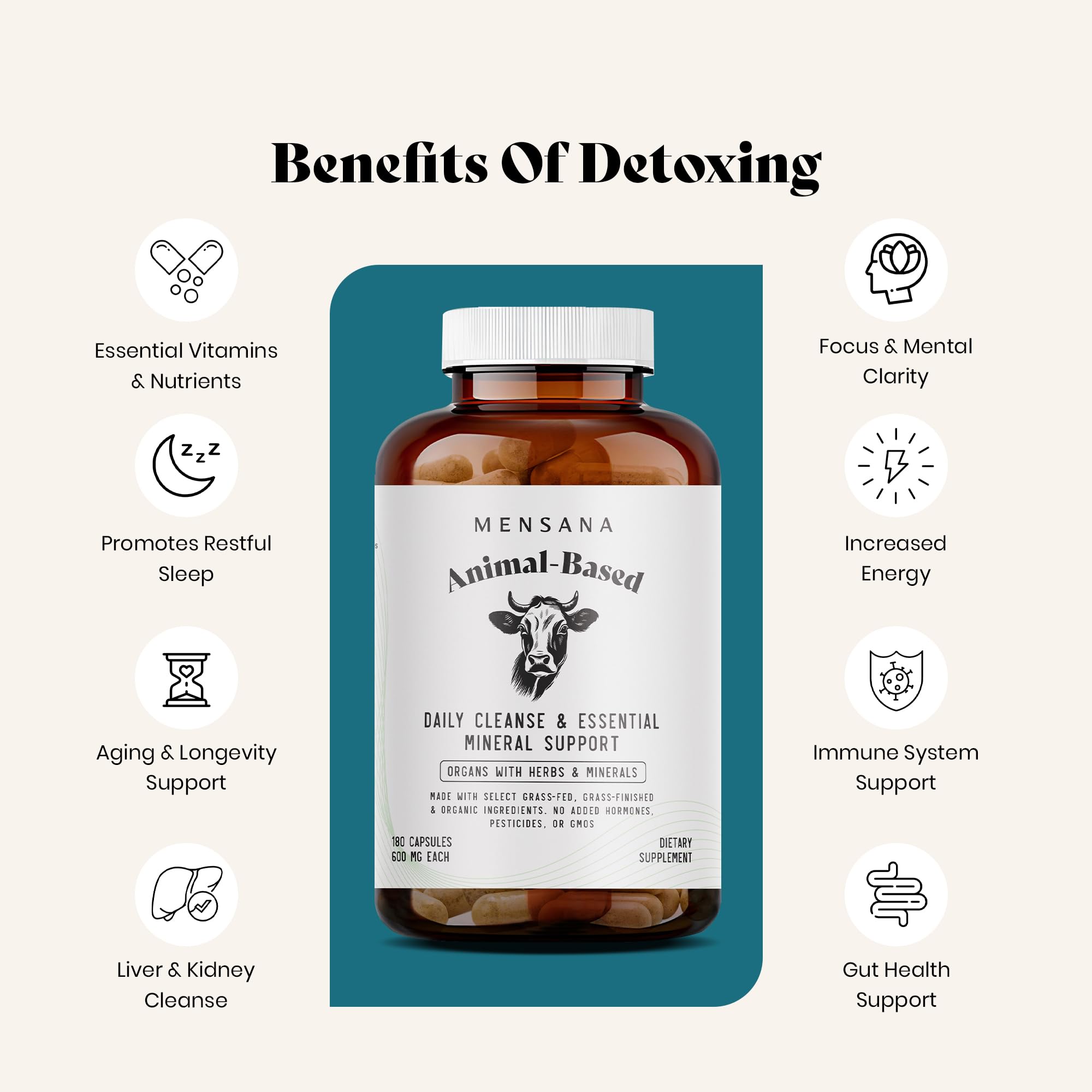 Grass-fed organ blend from Mensana featuring liver, kidney, heart.