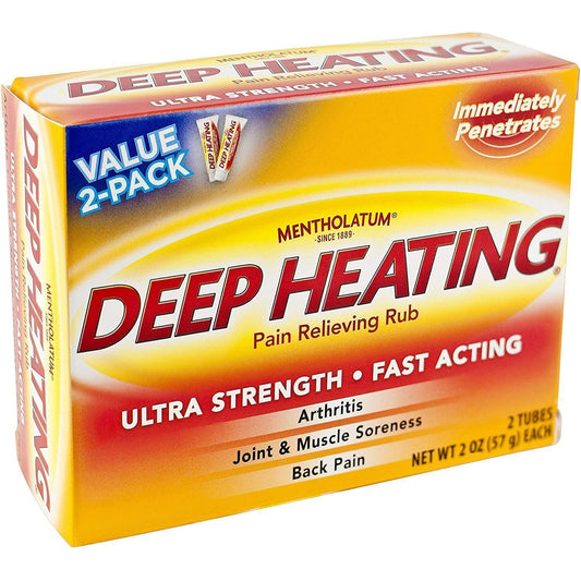 Mentholatum Deep Heating Rub 2 oz tubes side angle for easy grip