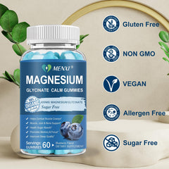 MenXI Magnesium Gummies bottle pour highlights convenient daily supplement for relaxed evenings.