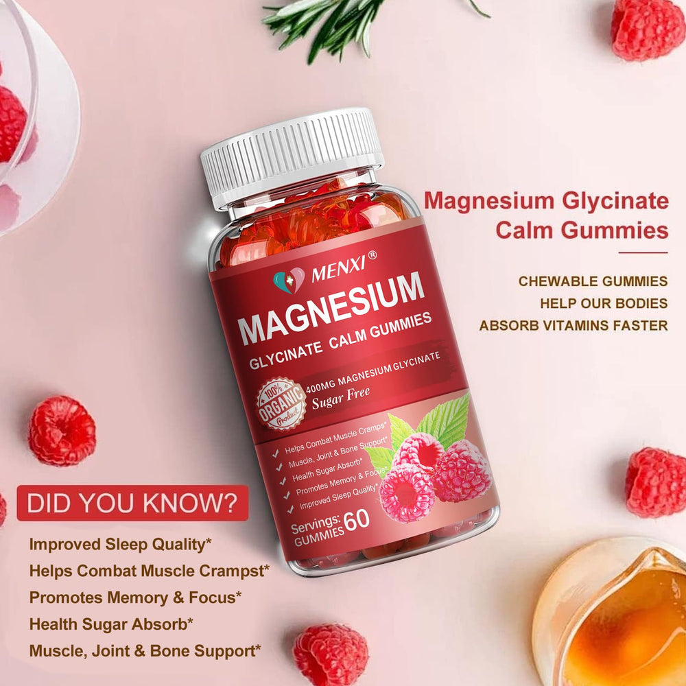 MENXI Magnesium Gummies easy chew texture highlights 120-gummy supply.