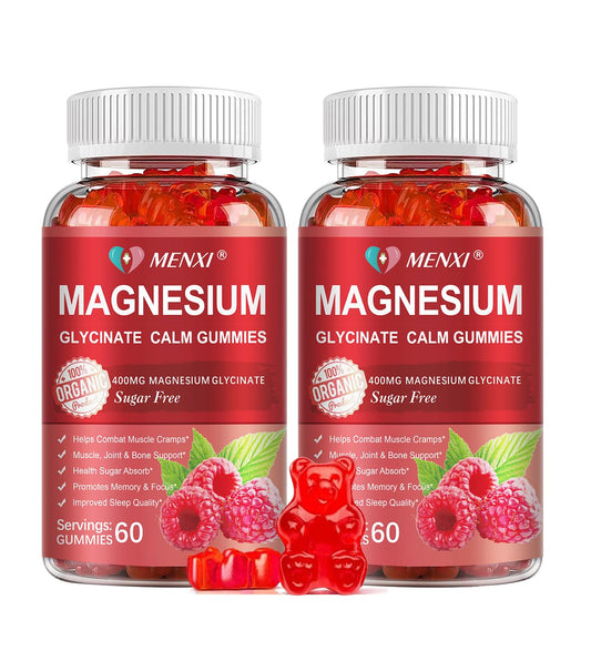 MENXI Magnesium Gummies bottle with raspberry flavor for daily support.