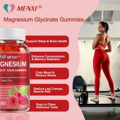 MENXI Magnesium Gummies sugar-free badge signals allergen-friendly, zero added sugar.