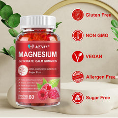 MENXI Magnesium Gummies vegan label highlights plant-based, sugar-free formula.