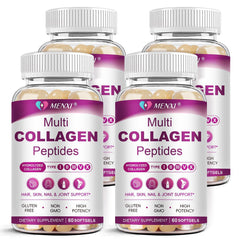 MENXI multi collagen softgel bottle shows convenient daily support for skin, hair, nails, and joints.