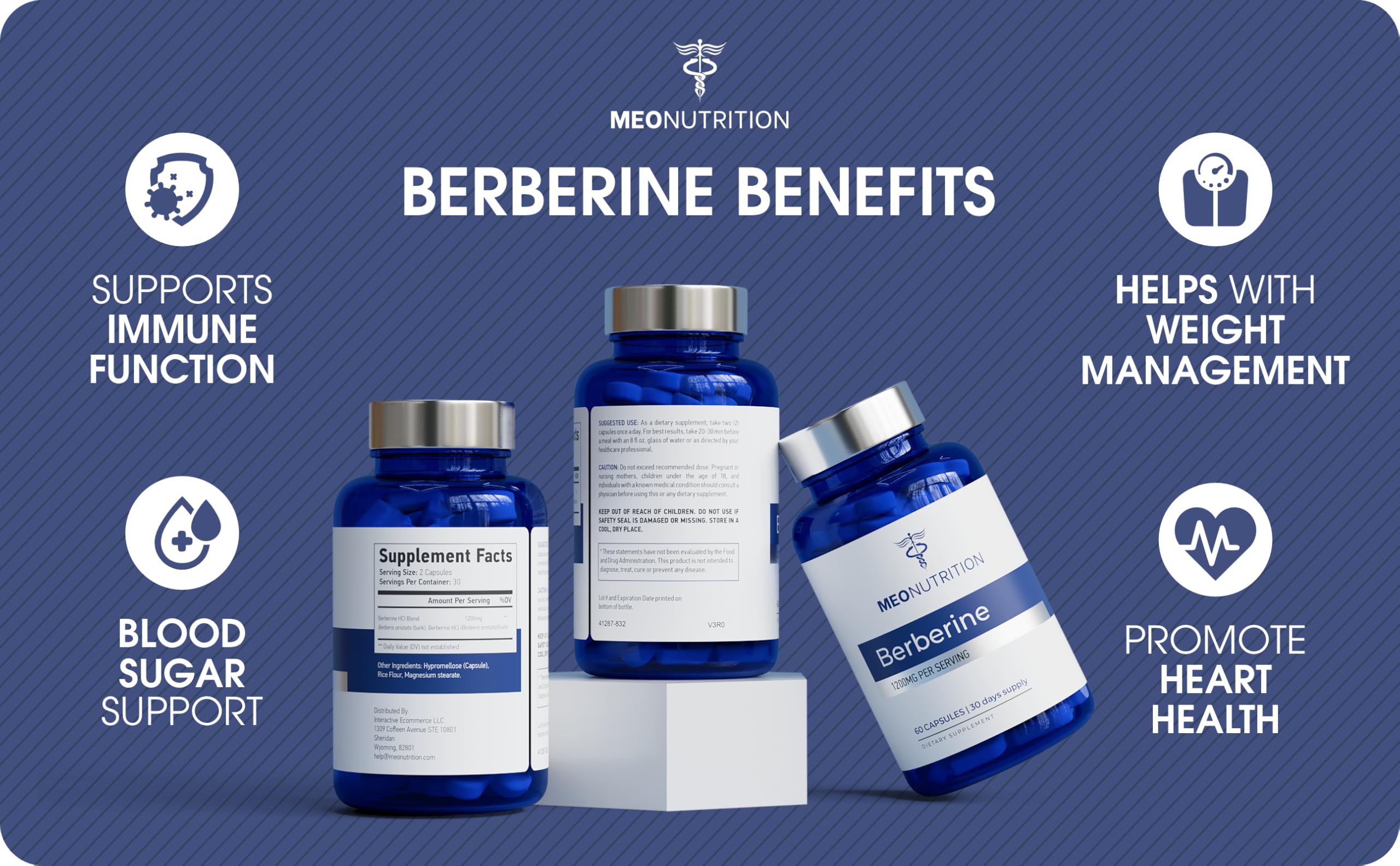 Meo Nutrition Berberine bottle being poured for convenient use