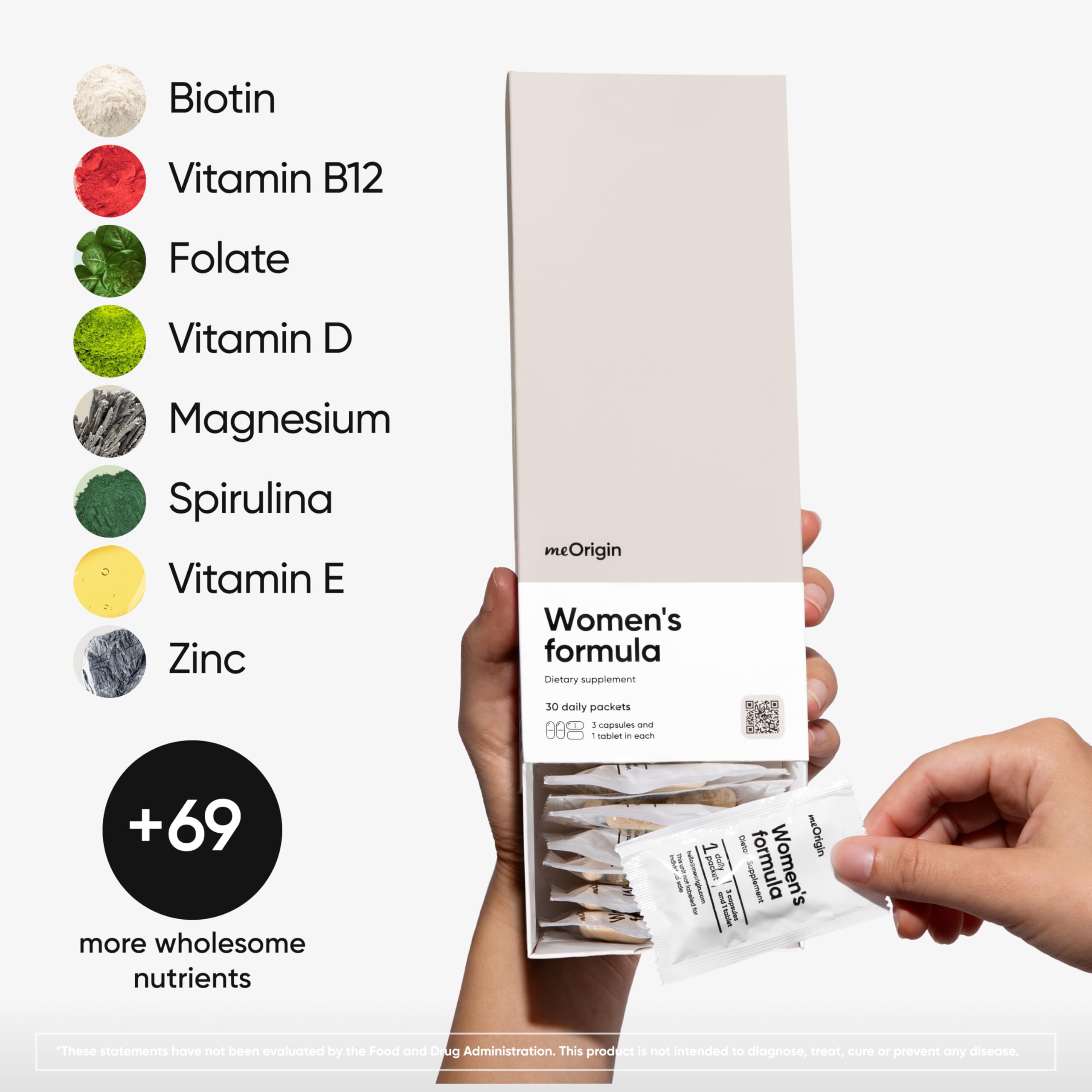 meOrigin hair-skin-nails formula promotes vitality for hair, skin, and nails.