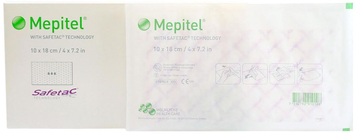 Mepitel non-adherent silicone wound dressing on skin during atraumatic change