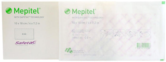 Mepitel non-adherent silicone wound dressing on skin during atraumatic change