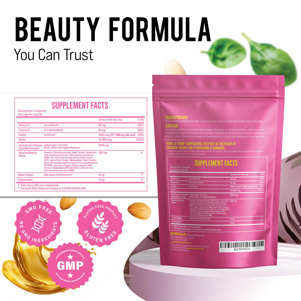 MERRY VITA capsules close-up emphasizing texture and easy daily intake.