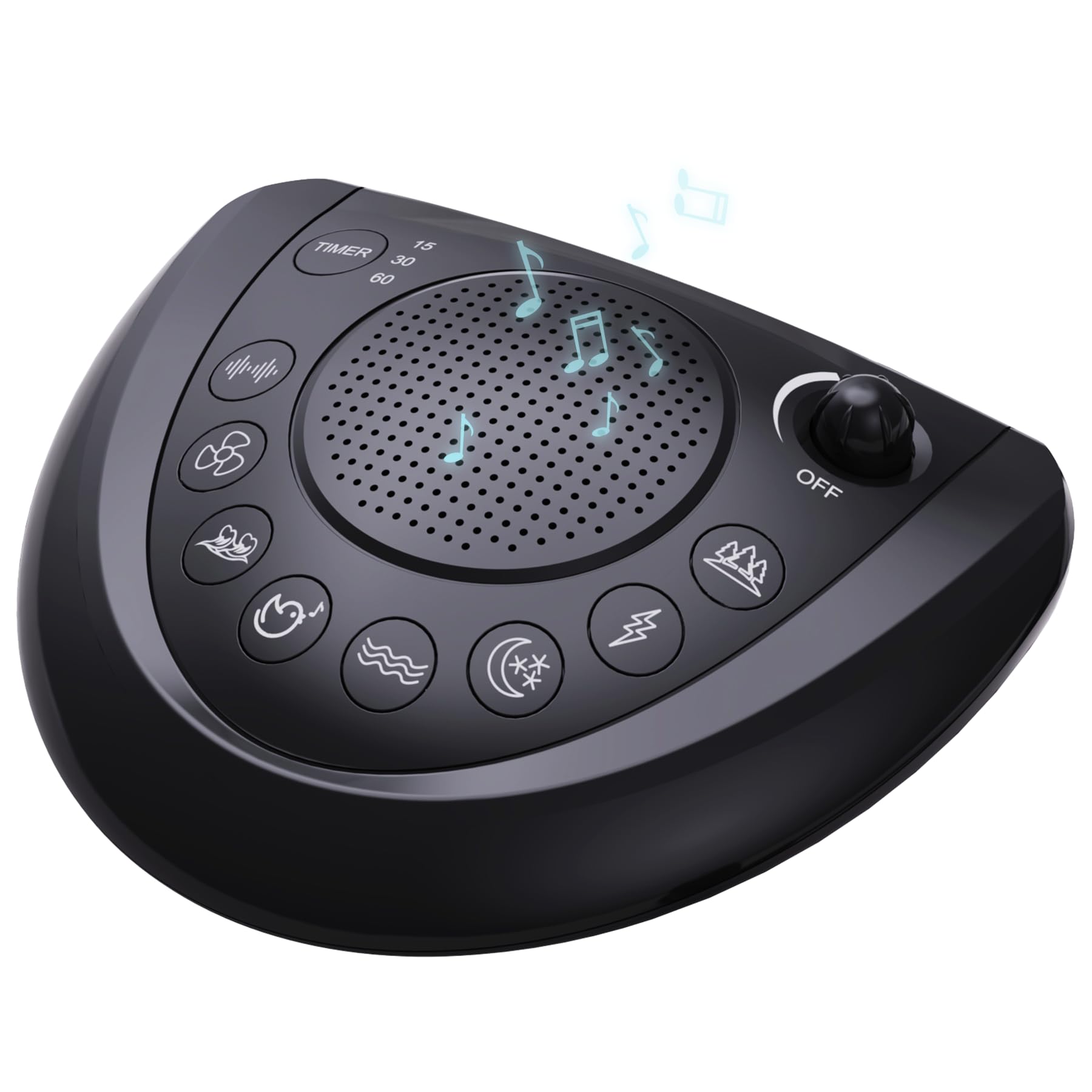 Mesqool white noise machine on a bedside table creating a calm sleep routine