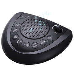 Mesqool white noise machine on a bedside table creating a calm sleep routine