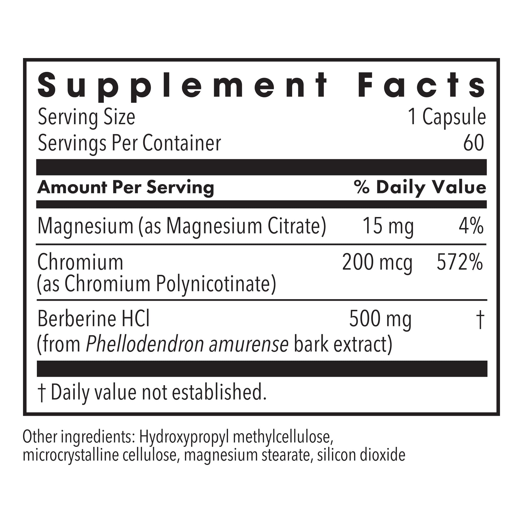 Metabolic Maintenance Berberine and Chromium capsules closeup, suitable for daily gut and metabolism support.