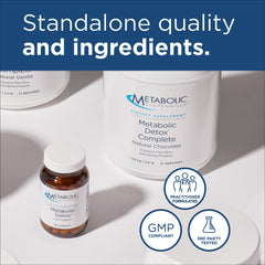Metabolic Maintenance Detox Complete chocolate packaging with nutrition panel and allergen info.