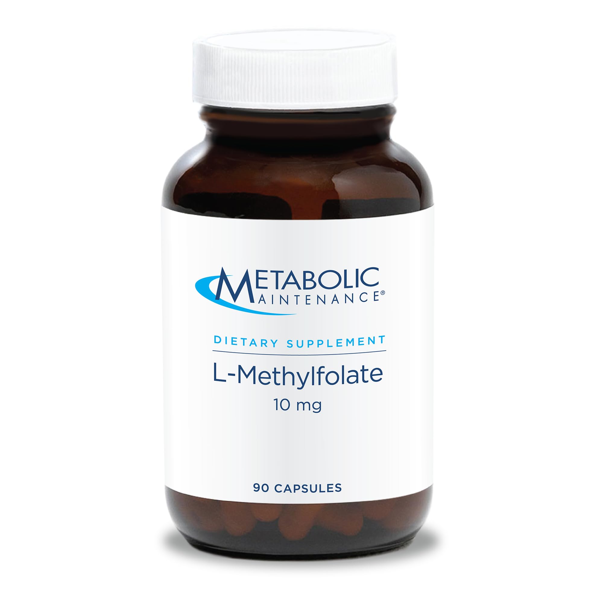 Metabolic Maintenance L-Methylfolate 10 mg bottle front showing product name and form.