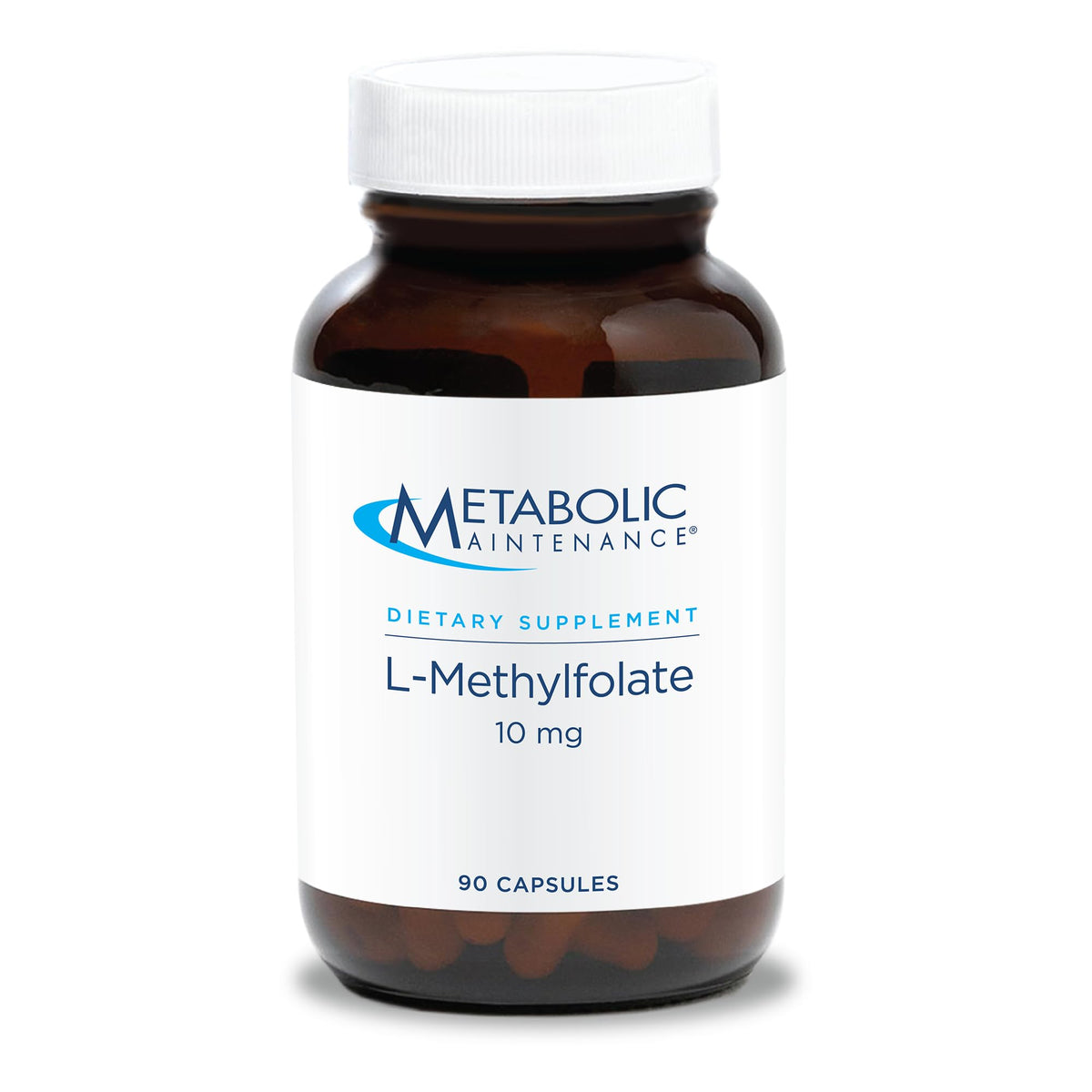 Metabolic Maintenance L-Methylfolate 10 mg bottle front showing product name and form.