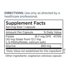 Metabolic Maintenance L-Methylfolate 10 mg dosage pack demonstrating daily serving concept.